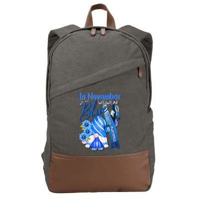 Gnomes In November We Wear Blue Diabetes Awareness Month Great Gift Cotton Canvas Backpack