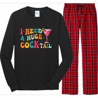 Groovy I Need A Huge Cocktail Funny Adult Humor Drinking Long Sleeve Pajama Set