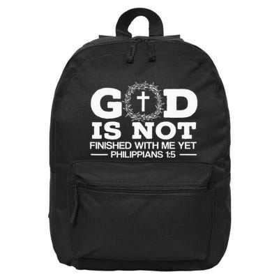 God Is Not Finished With Me Yet Christian Religious 16 in Basic Backpack