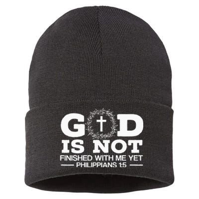 God Is Not Finished With Me Yet Christian Religious Sustainable Knit Beanie