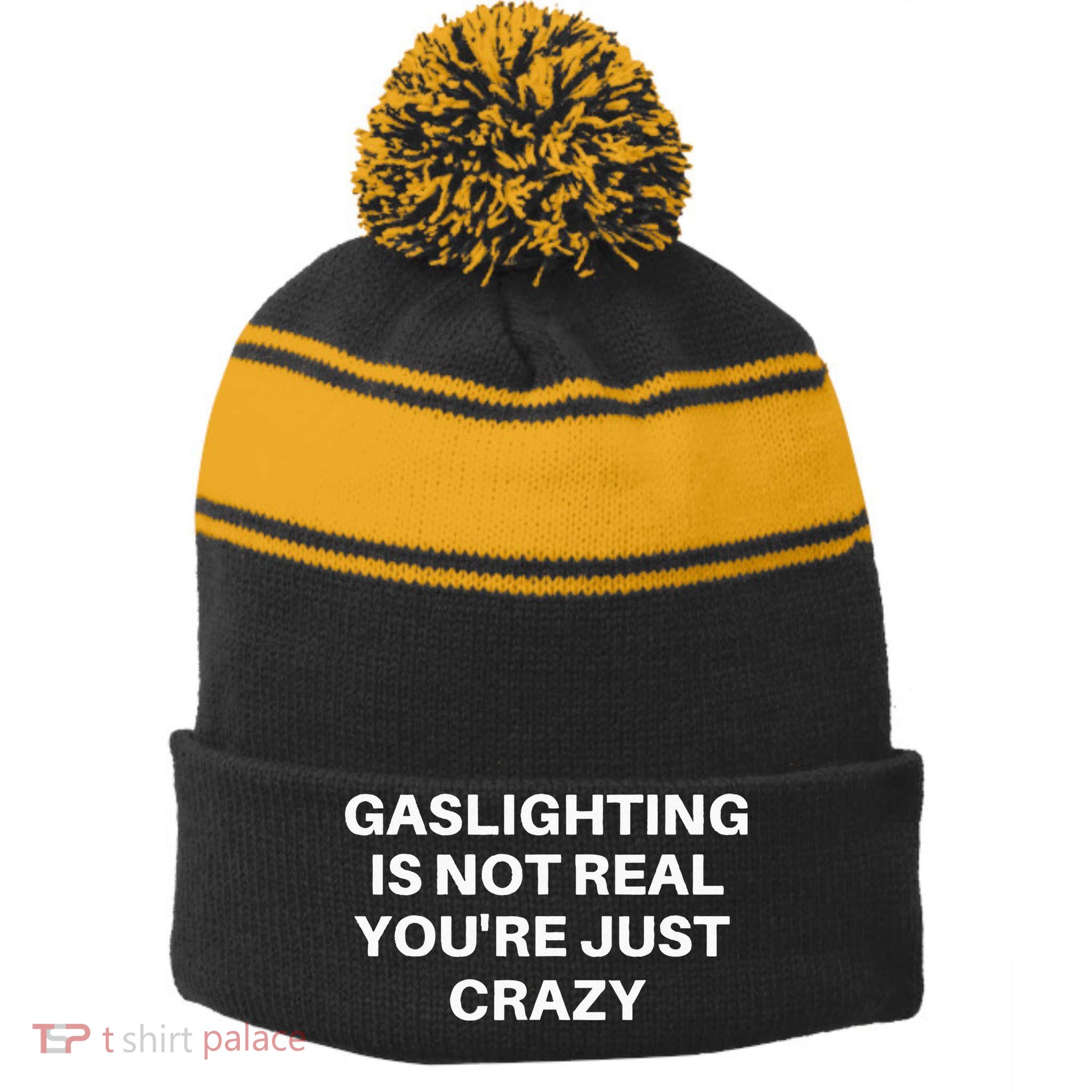 Gaslighting Is Not Real Youre Just Crazy Quote Gaslighting Stripe Pom Pom Beanie