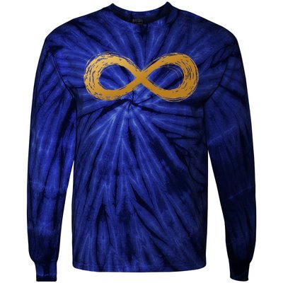 Golden Infinity Neurodiversity Symbol Autism Awareness Tie-Dye Long Sleeve Shirt