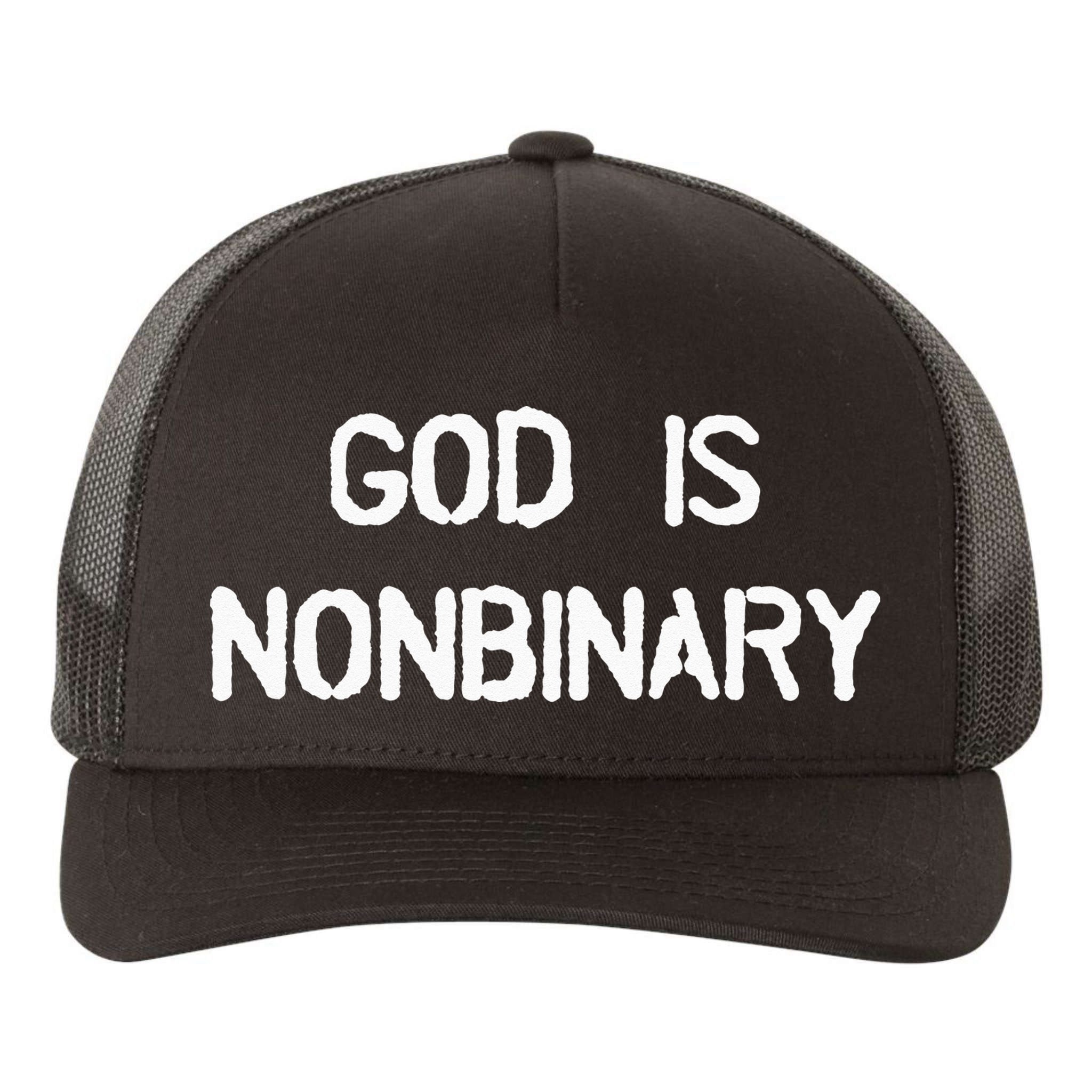 God Is Nonbinary Yupoong Adult 5-Panel Trucker Hat