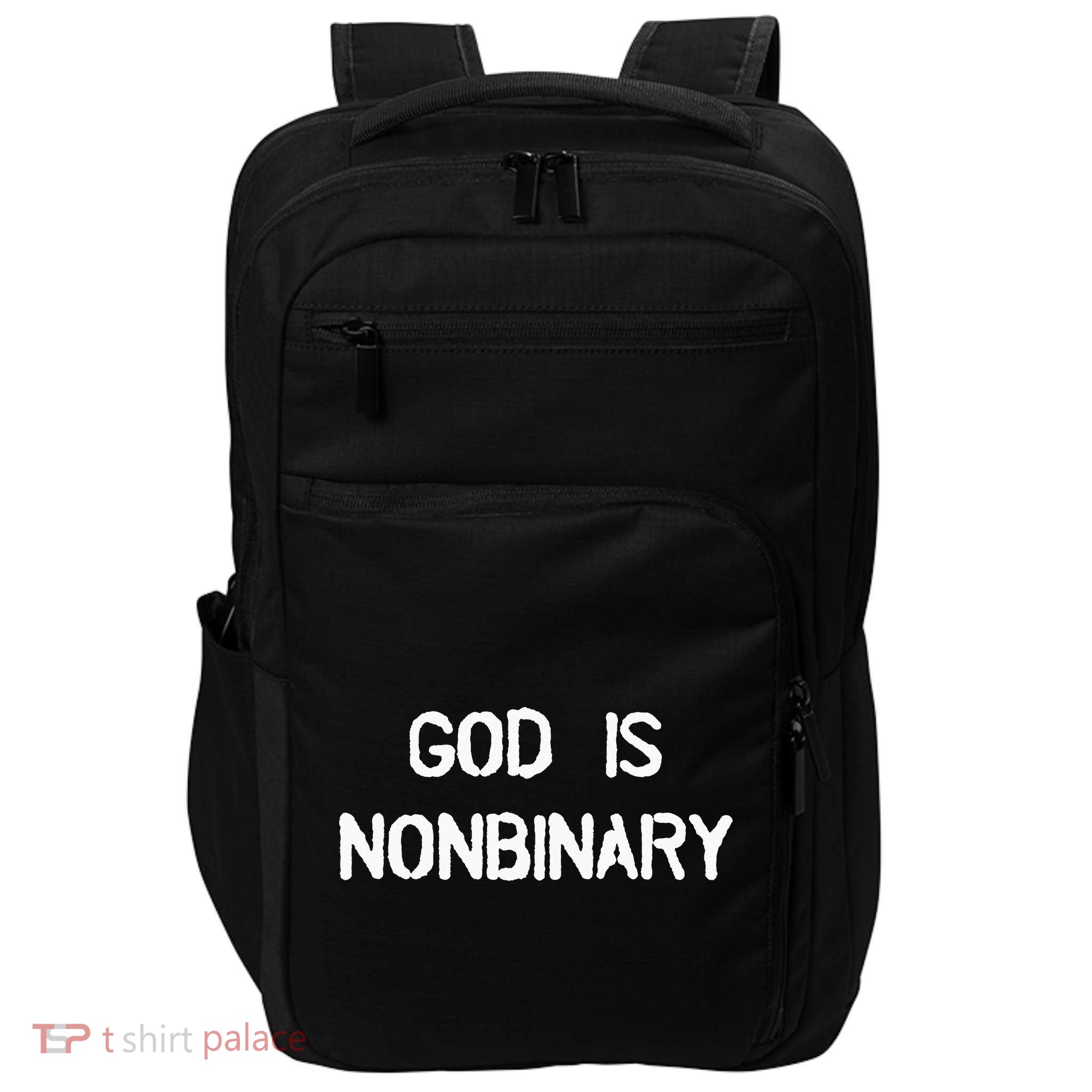 God Is Nonbinary Impact Tech Backpack