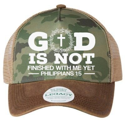 God Is Not Finished With Me Yet Christian Religious Legacy Tie Dye Trucker Hat