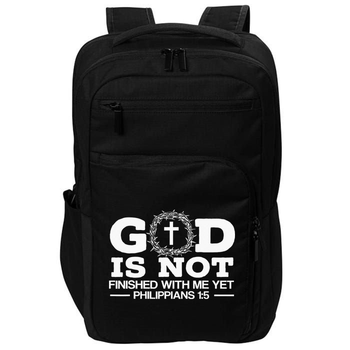 God Is Not Finished With Me Yet Christian Religious Impact Tech Backpack