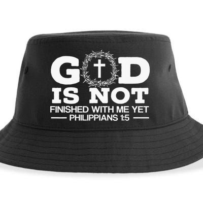 God Is Not Finished With Me Yet Christian Religious Sustainable Bucket Hat