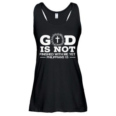 God Is Not Finished With Me Yet Christian Religious Ladies Essential Flowy Tank