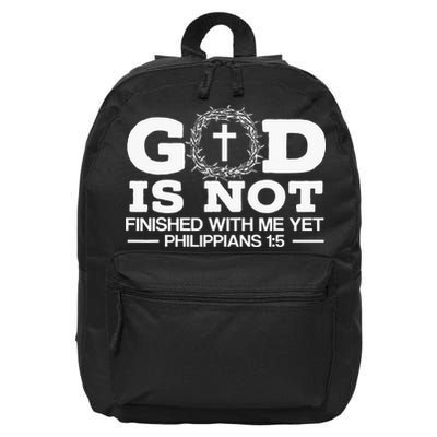 God Is Not Finished With Me Yet Christian Religious 16 in Basic Backpack