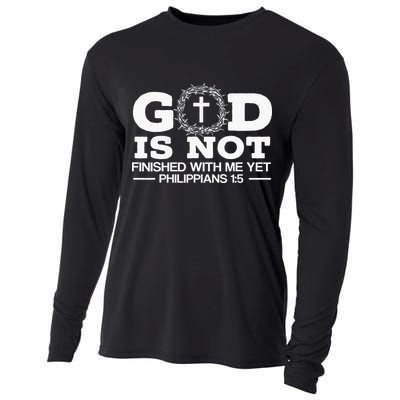 God Is Not Finished With Me Yet Christian Religious Cooling Performance Long Sleeve Crew