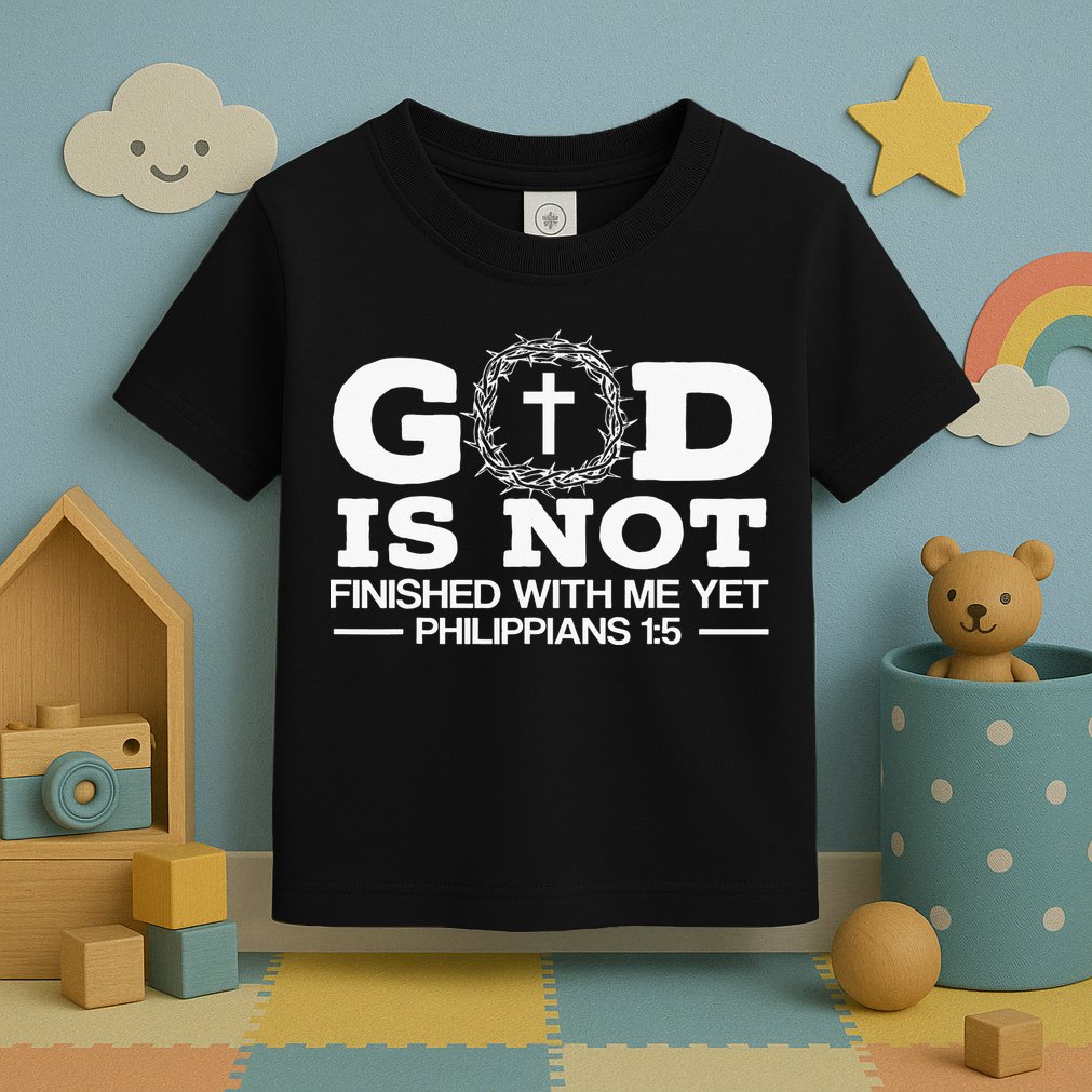 God Is Not Finished With Me Yet Christian Religious Toddler T-Shirt