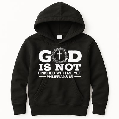 God Is Not Finished With Me Yet Christian Religious Kids Hoodie