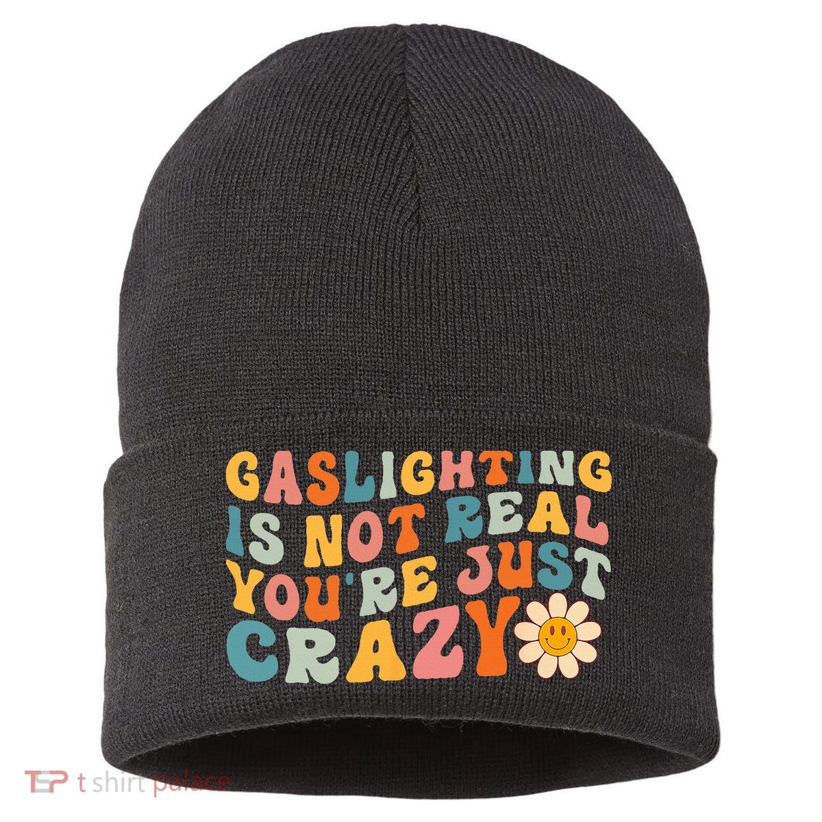 Gaslighting Is Not Real Youre Just Crazy Retro Groovy Sustainable Knit Beanie