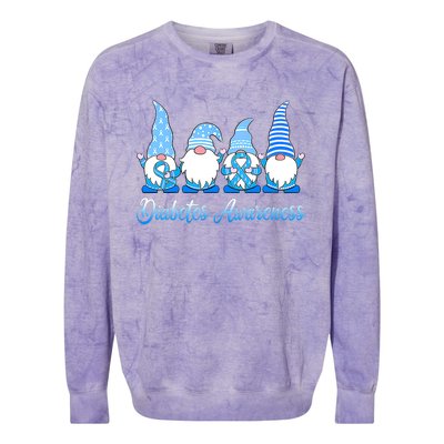 Gnomes In November We Wear Blue Diabetes Awareness Gnome Colorblast Crewneck Sweatshirt