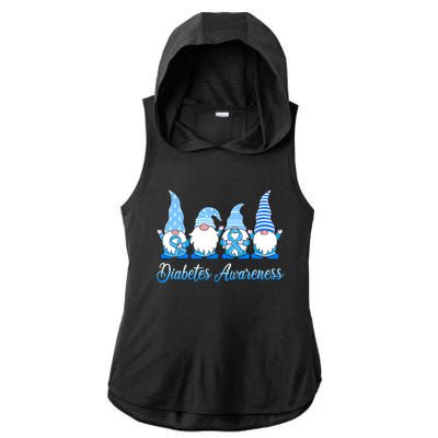 Gnomes In November We Wear Blue Diabetes Awareness Gnome Ladies PosiCharge Tri-Blend Wicking Draft Hoodie Tank