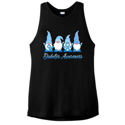 Gnomes In November We Wear Blue Diabetes Awareness Gnome Ladies PosiCharge Tri-Blend Wicking Tank