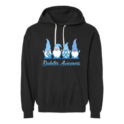 Gnomes In November We Wear Blue Diabetes Awareness Gnome Garment-Dyed Fleece Hoodie