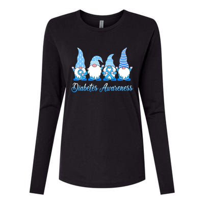 Gnomes In November We Wear Blue Diabetes Awareness Gnome Womens Cotton Relaxed Long Sleeve T-Shirt