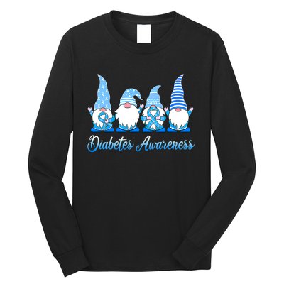 Gnomes In November We Wear Blue Diabetes Awareness Gnome Long Sleeve Shirt