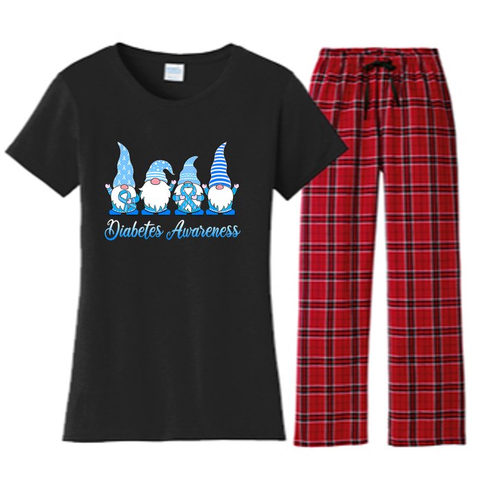 Gnomes In November We Wear Blue Diabetes Awareness Gnome Women's Flannel Pajama Set