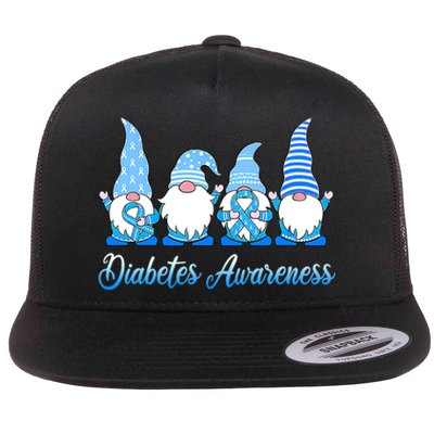 Gnomes In November We Wear Blue Diabetes Awareness Gnome Flat Bill Trucker Hat