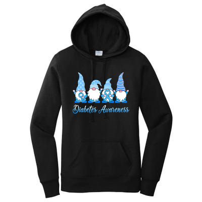 Gnomes In November We Wear Blue Diabetes Awareness Gnome Women's Pullover Hoodie