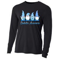 Gnomes In November We Wear Blue Diabetes Awareness Gnome Cooling Performance Long Sleeve Crew