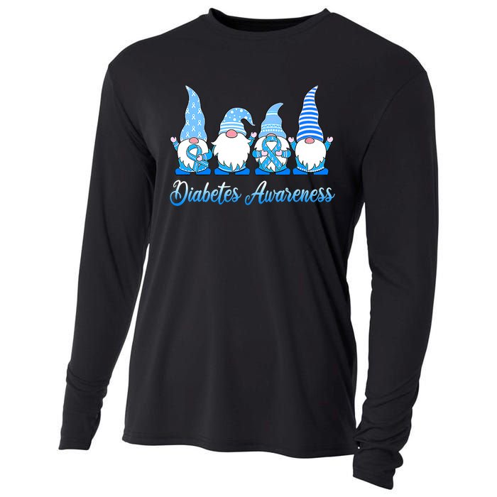 Gnomes In November We Wear Blue Diabetes Awareness Gnome Cooling Performance Long Sleeve Crew