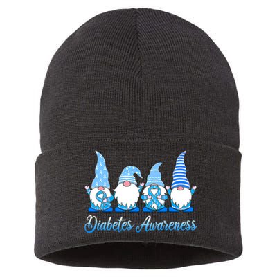 Gnomes In November We Wear Blue Diabetes Awareness Gnome Sustainable Knit Beanie