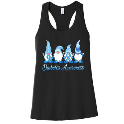 Gnomes In November We Wear Blue Diabetes Awareness Gnome Women's Racerback Tank