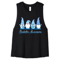 Gnomes In November We Wear Blue Diabetes Awareness Gnome Women's Racerback Cropped Tank