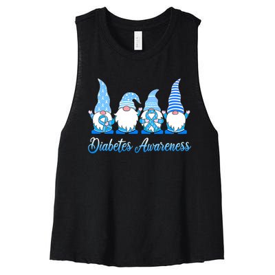 Gnomes In November We Wear Blue Diabetes Awareness Gnome Women's Racerback Cropped Tank