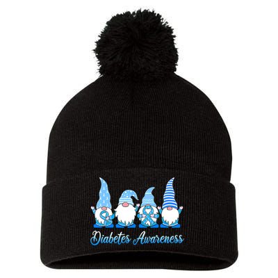 Gnomes In November We Wear Blue Diabetes Awareness Gnome Pom Pom 12in Knit Beanie