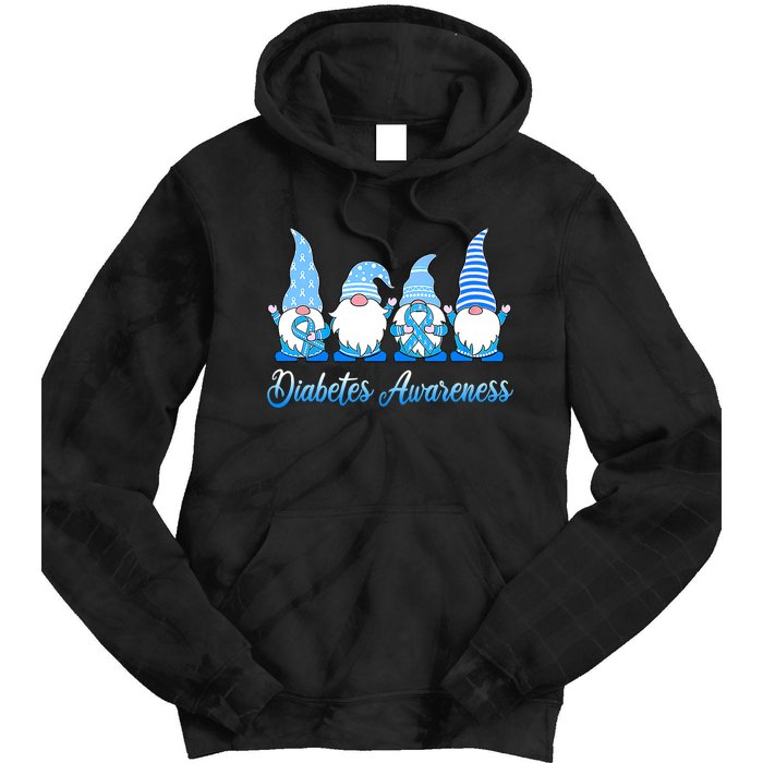 Gnomes In November We Wear Blue Diabetes Awareness Gnome Tie Dye Hoodie