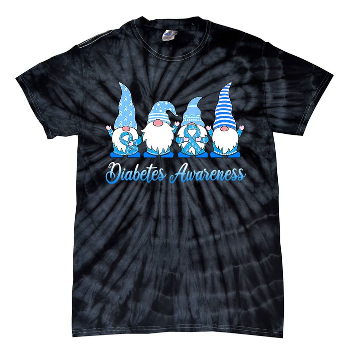 Gnomes In November We Wear Blue Diabetes Awareness Gnome Tie-Dye T-Shirt