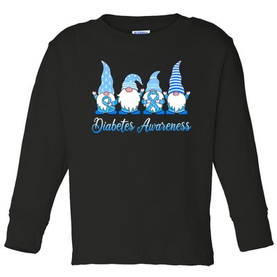 Gnomes In November We Wear Blue Diabetes Awareness Gnome Toddler Long Sleeve Shirt