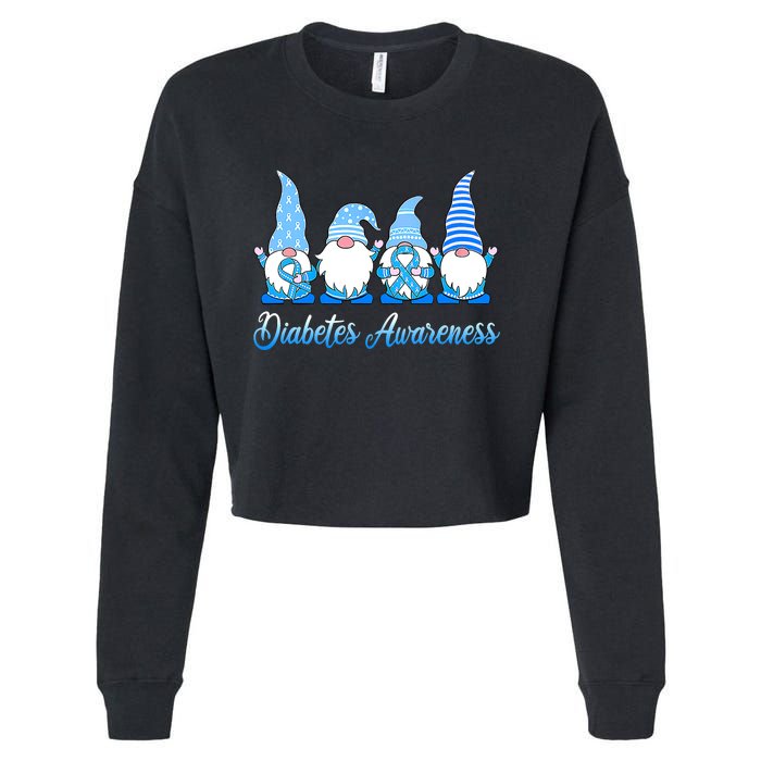 Gnomes In November We Wear Blue Diabetes Awareness Gnome Cropped Pullover Crew