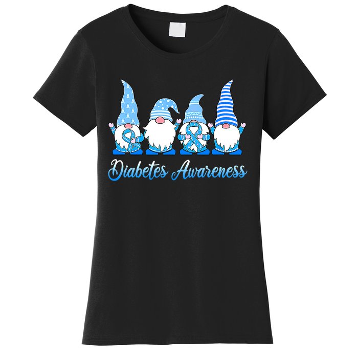 Gnomes In November We Wear Blue Diabetes Awareness Gnome Women's T-Shirt