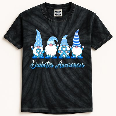 Gnomes In November We Wear Blue Diabetes Awareness Gnome Kids Tie-Dye T-Shirt