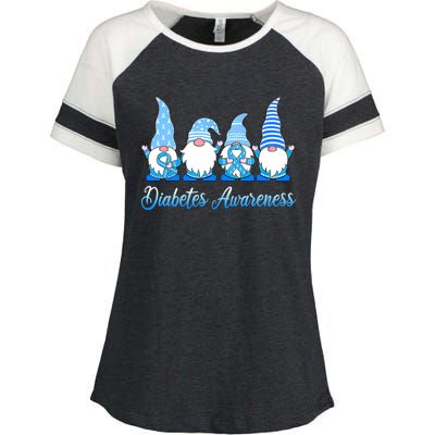 Gnomes In November We Wear Blue Diabetes Awareness Gnome Enza Ladies Jersey Colorblock Tee