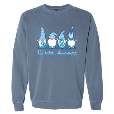 Gnomes In November We Wear Blue Diabetes Awareness Gnome Garment-Dyed Sweatshirt