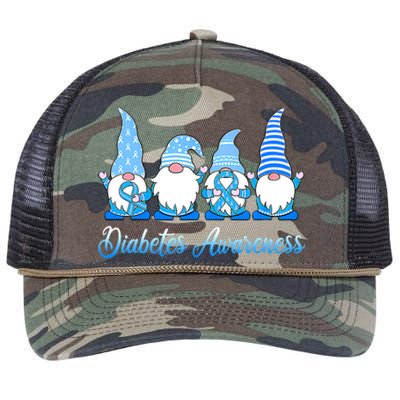 Gnomes In November We Wear Blue Diabetes Awareness Gnome Retro Rope Trucker Hat Cap