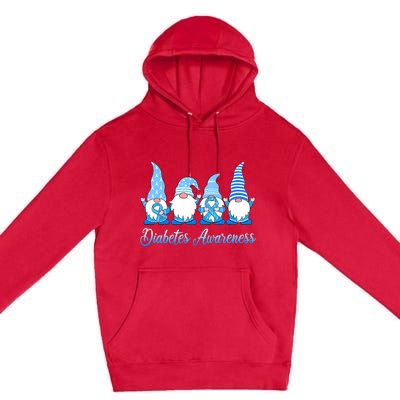 Gnomes In November We Wear Blue Diabetes Awareness Gnome Premium Pullover Hoodie