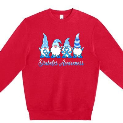 Gnomes In November We Wear Blue Diabetes Awareness Gnome Premium Crewneck Sweatshirt