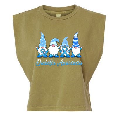 Gnomes In November We Wear Blue Diabetes Awareness Gnome Garment-Dyed Women's Muscle Tee