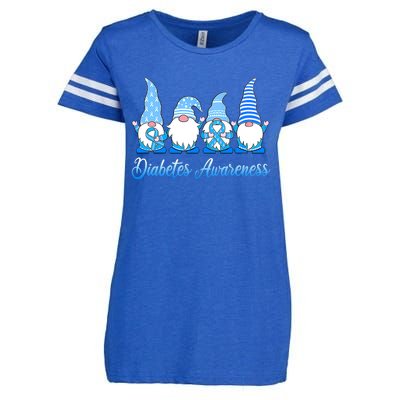 Gnomes In November We Wear Blue Diabetes Awareness Gnome Enza Ladies Jersey Football T-Shirt