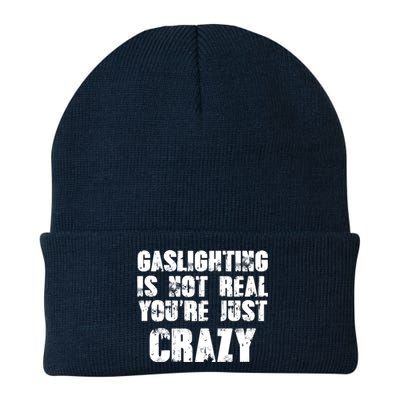 Gaslighting Is Not Real You're Just Crazy Distressed Funny Meme Knit Cap Winter Beanie