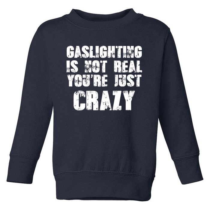 Gaslighting Is Not Real You're Just Crazy Distressed Funny Meme Toddler Sweatshirt