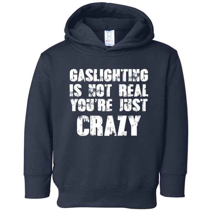 Gaslighting Is Not Real You're Just Crazy Distressed Funny Meme Toddler Hoodie