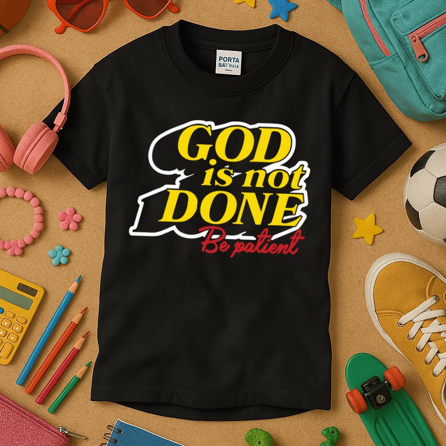 God Is Not Done Be Patient Kids T-Shirt